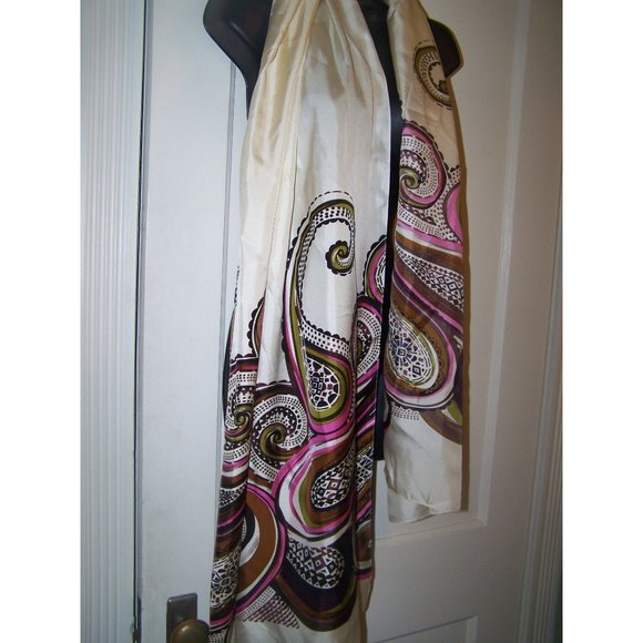 Dianaira Silk Scarf Wrap Cape 80" x22" Paisley Print - Picture 2 of 8